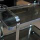Service bar trolley in chrome metal and 1970s glass
