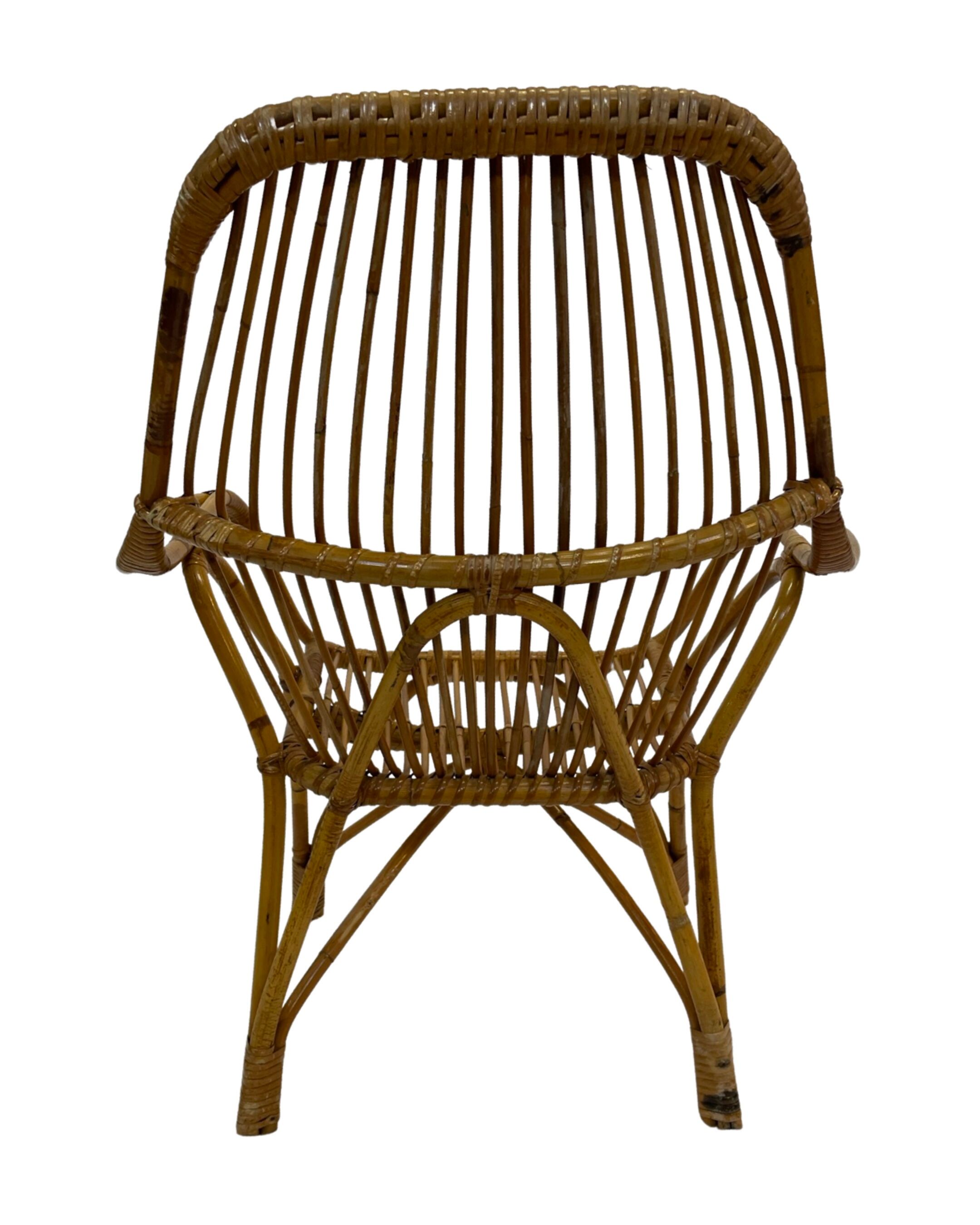 Rattan easy chair by Dirk van Sliedregt Rohe Noordwolde 1960 in the Netherlands