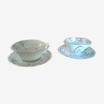 Set de 2 dejeunette porcelaine Limoges à  café thé  ou chocolat.