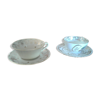 Set de 2 dejeunette porcelaine Limoges à  café thé  ou chocolat.