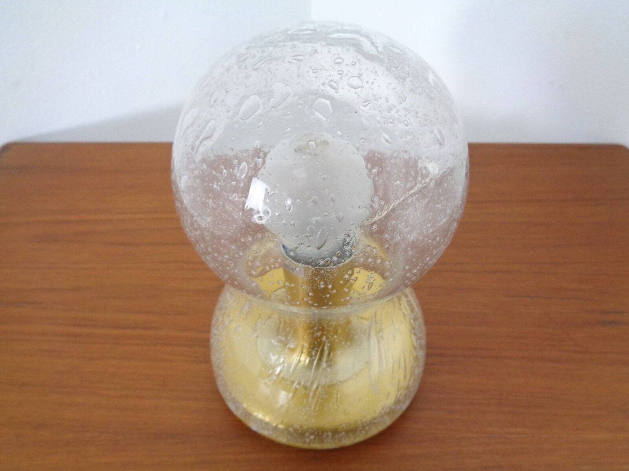Iceglass & Brass Table Lamp from Doria Leuchten, 1960s