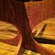 Vintage coffee table from the 60s and 70s by Hugues POIGNANT, smoked glass & teak.