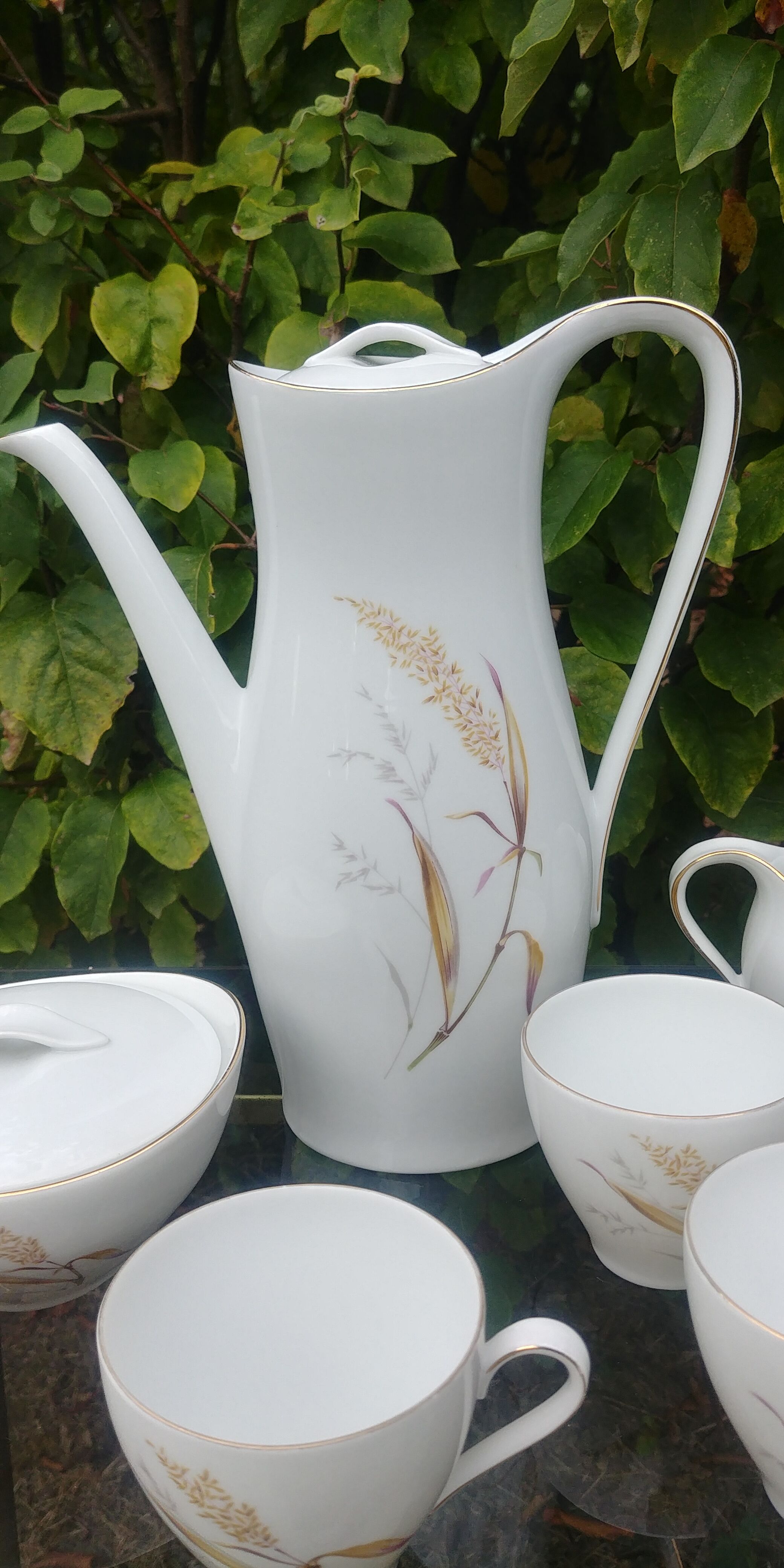 Coffee service Eschenbach Bavaria-Germany in fine porcelain decoration wheat Vintage years 70/80s