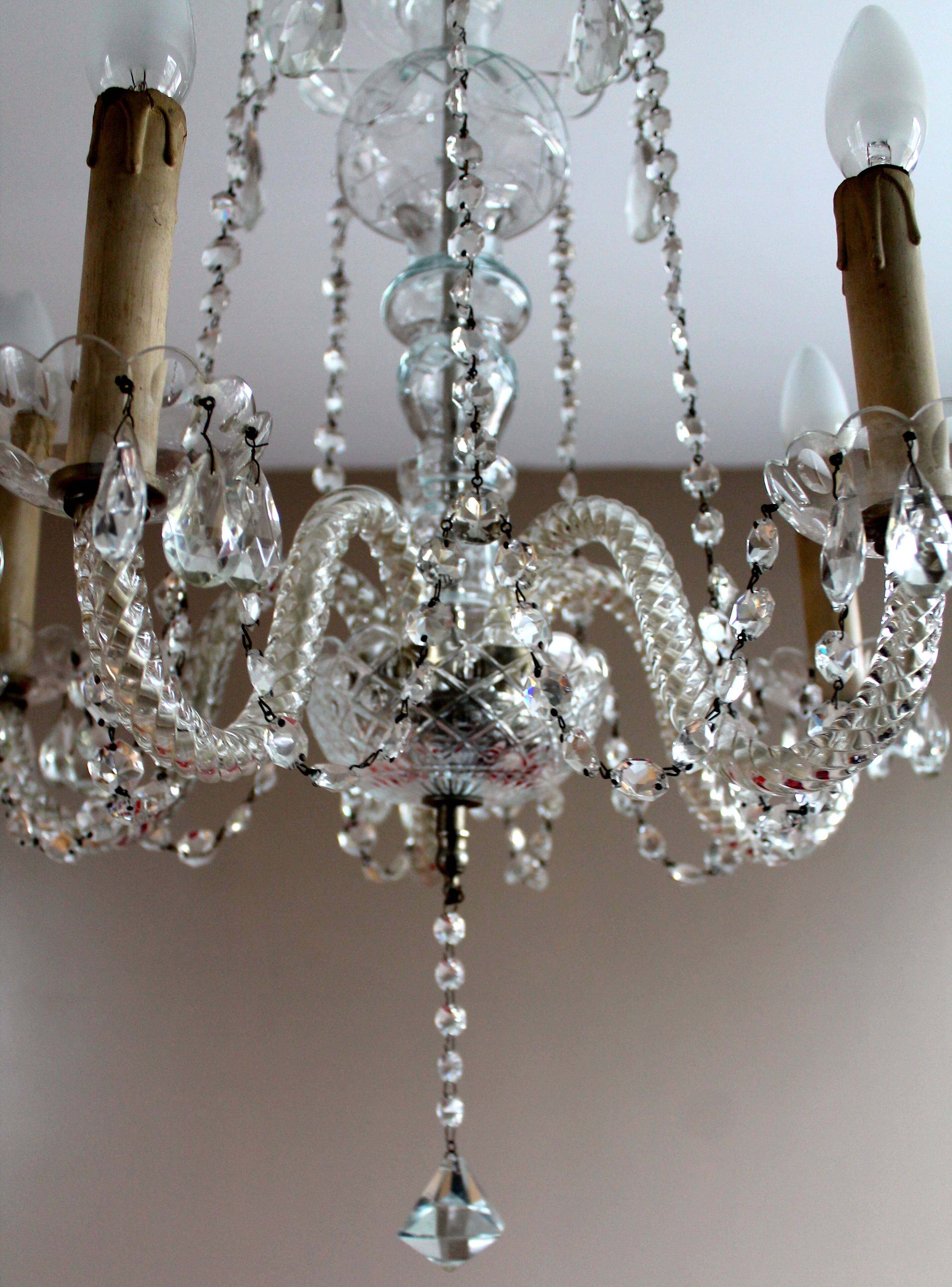5 lights crystal pendant chandelier from Czechoslovakia