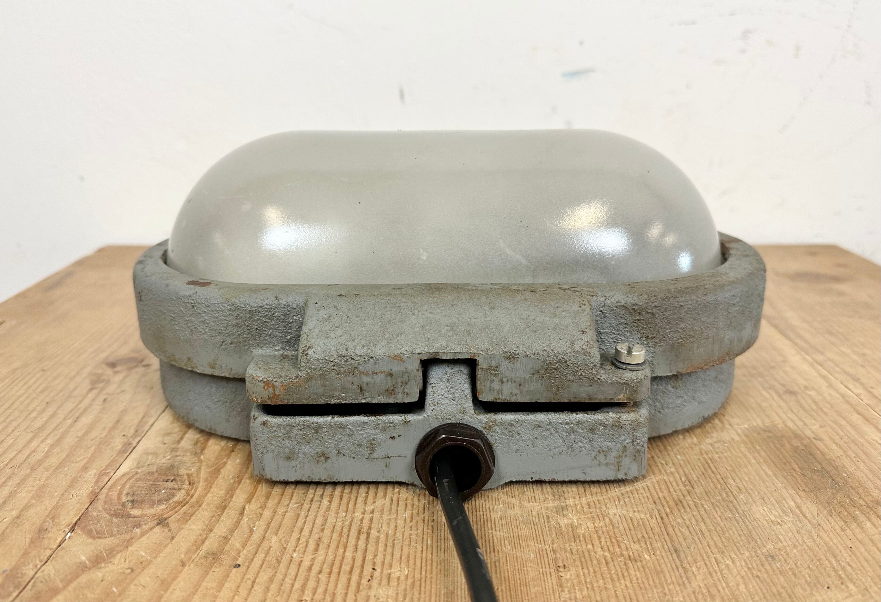 Grey Industrial Cast Iron Wall Light from Elektrosvit, 1960s