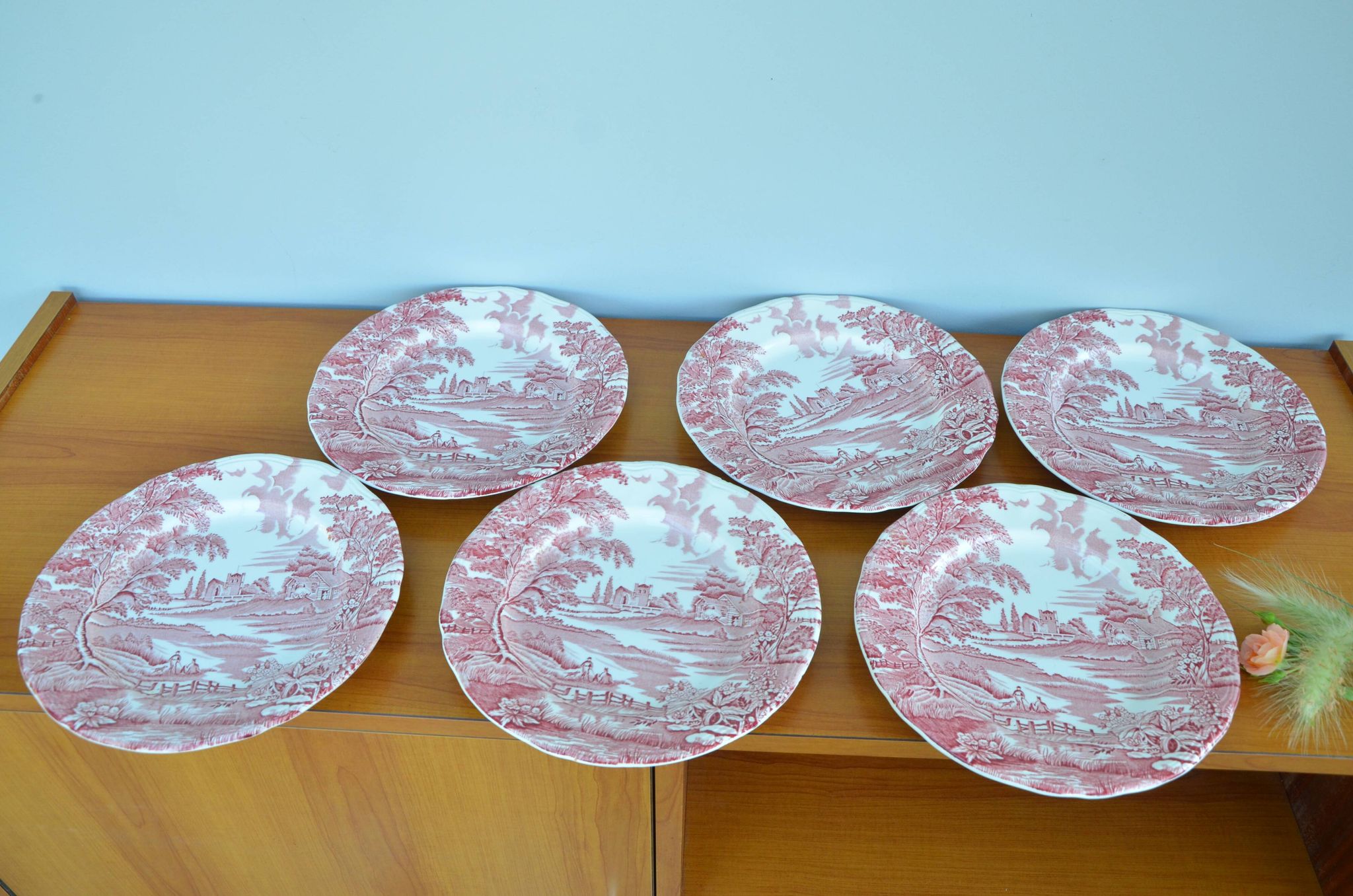 Set of 6 English style plates, kesteloot birthday