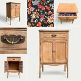 Art nouveau side table in raw wood