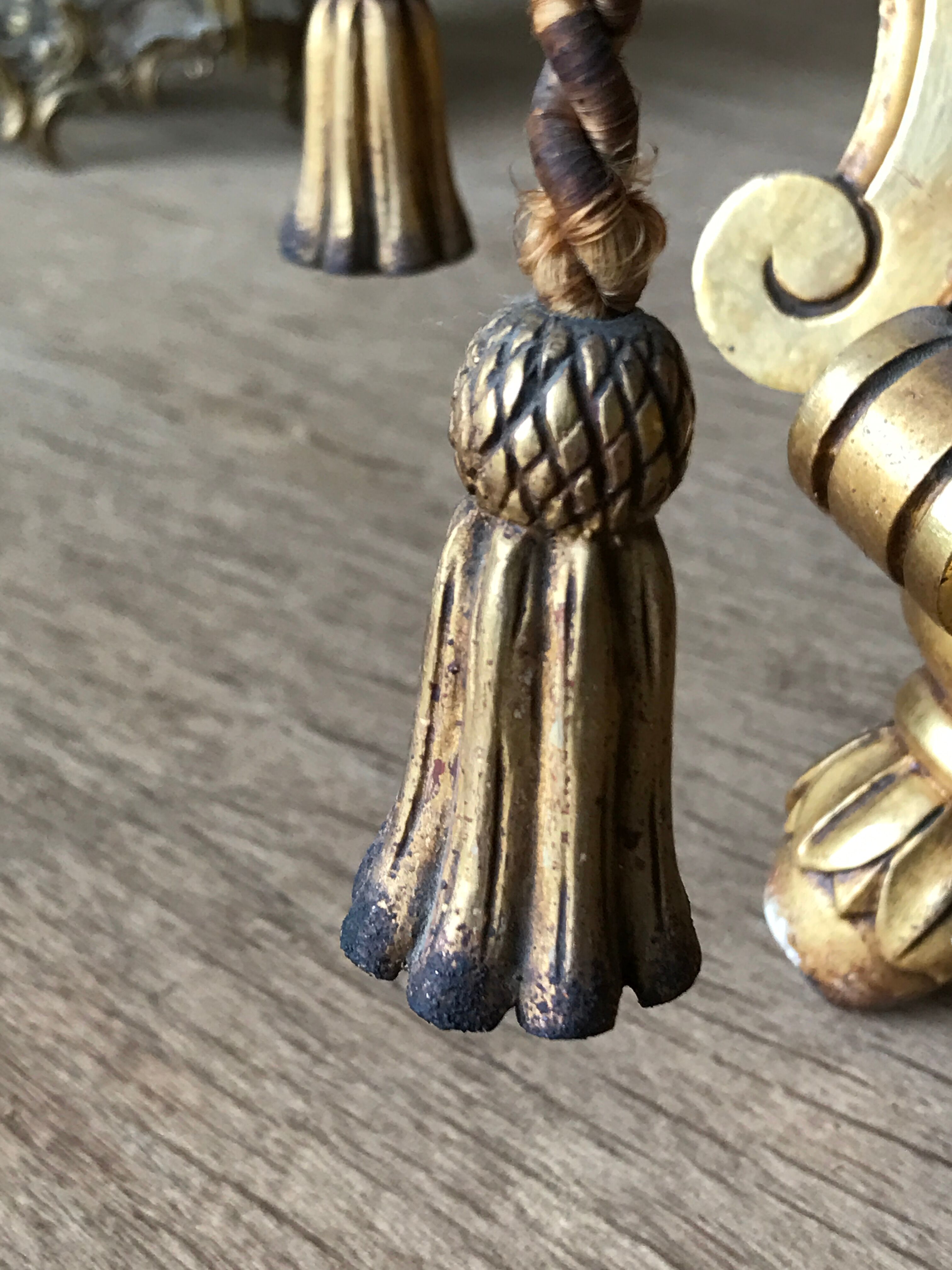 Golden wood chandelier