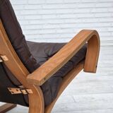 1970s, Danish armchair by Komfort, furniture leather, canvas, bent wood.