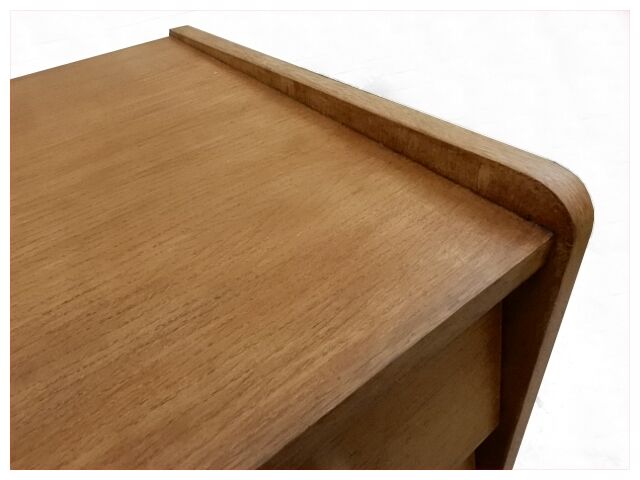 Commode vintage bois clair doré pieds compas