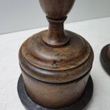 Large Antique French Wooden Candlesticks, 19th Century, Set of 4