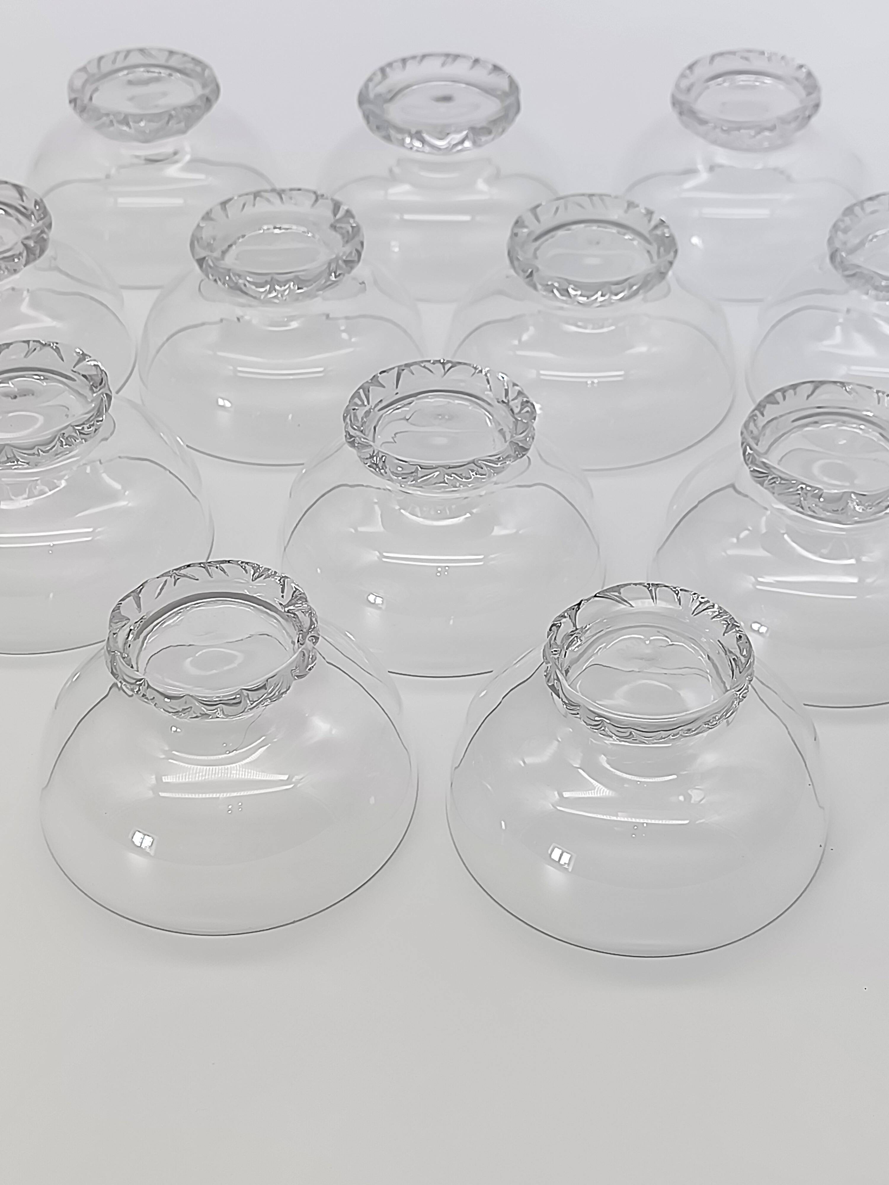 Set of 12 dessert / ice cream bowls in crystal - Daum Nancy France - Circa