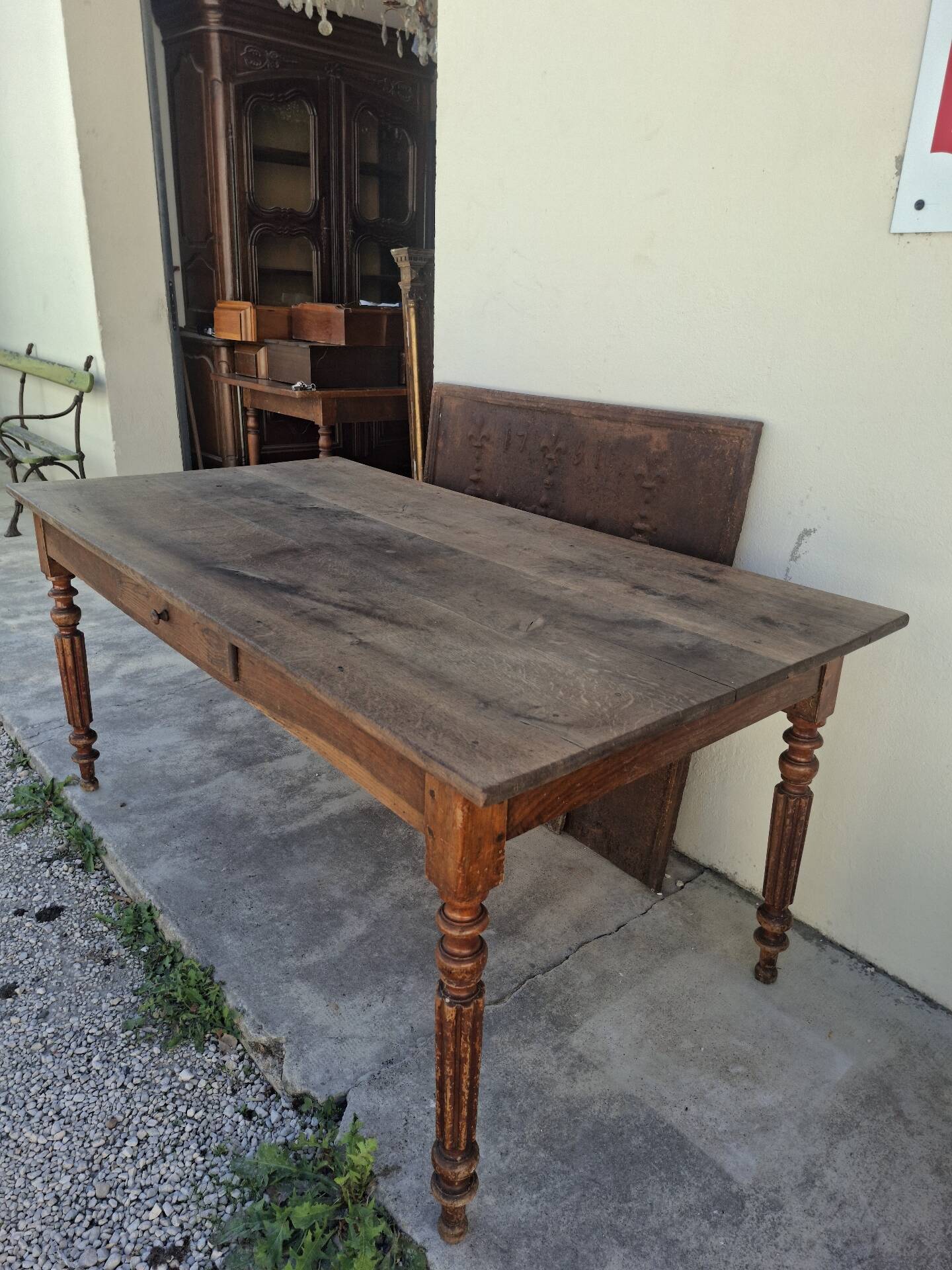 Table de ferme, bistrot, rustique en chêne massif