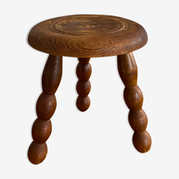Tabouret bois tripode vintage