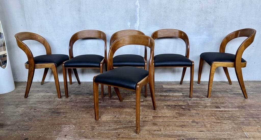 Set of 6 Baumann Gondola bistro chairs in curved wood