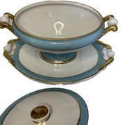 Limoges, soup tureen on stand, porcelain, early 20th century.