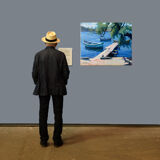 Painting "The sunny pontoon" HST signed A. Robert (post impressionist)