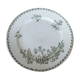 Plat céramique blanc et vert décors fleurs et papillons