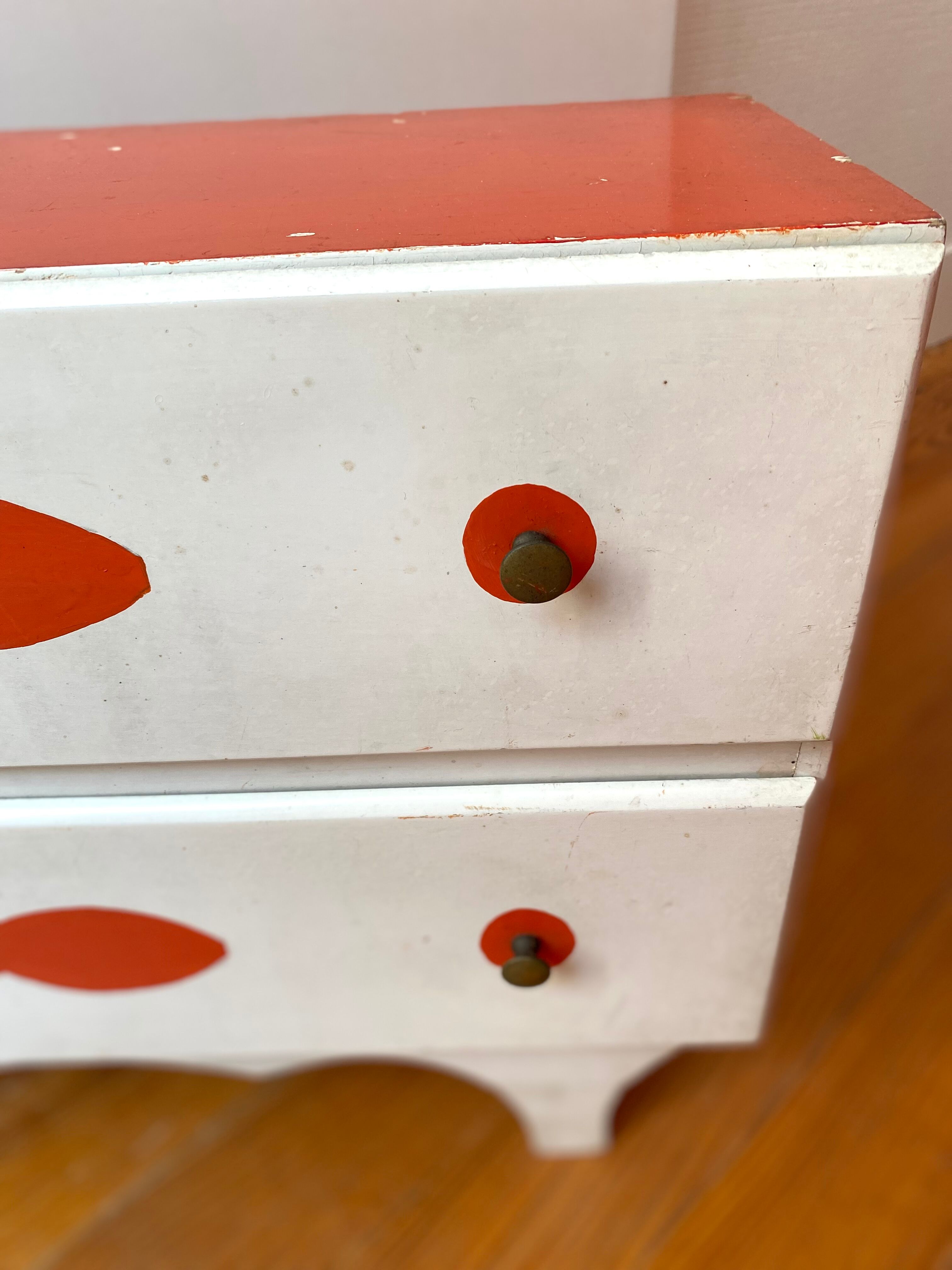 Vintage wood toy doll chest of drawers child