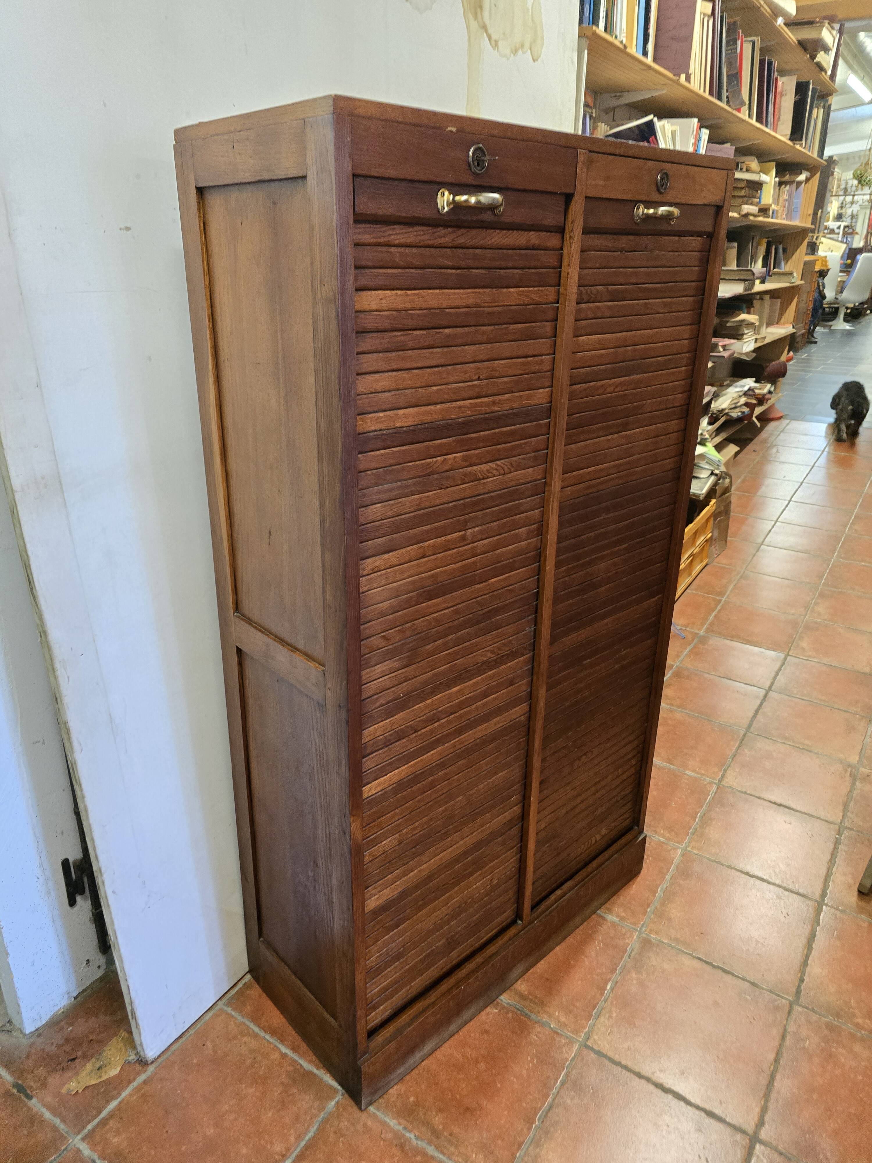Old double oak filing cabinet