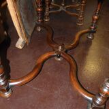 Louis XIII writing table in walnut, turned baluster x-shaped legs.