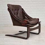 Chaises longues en cuir marron des années 1970 par Ake Fribytter pour Nelo Suède.