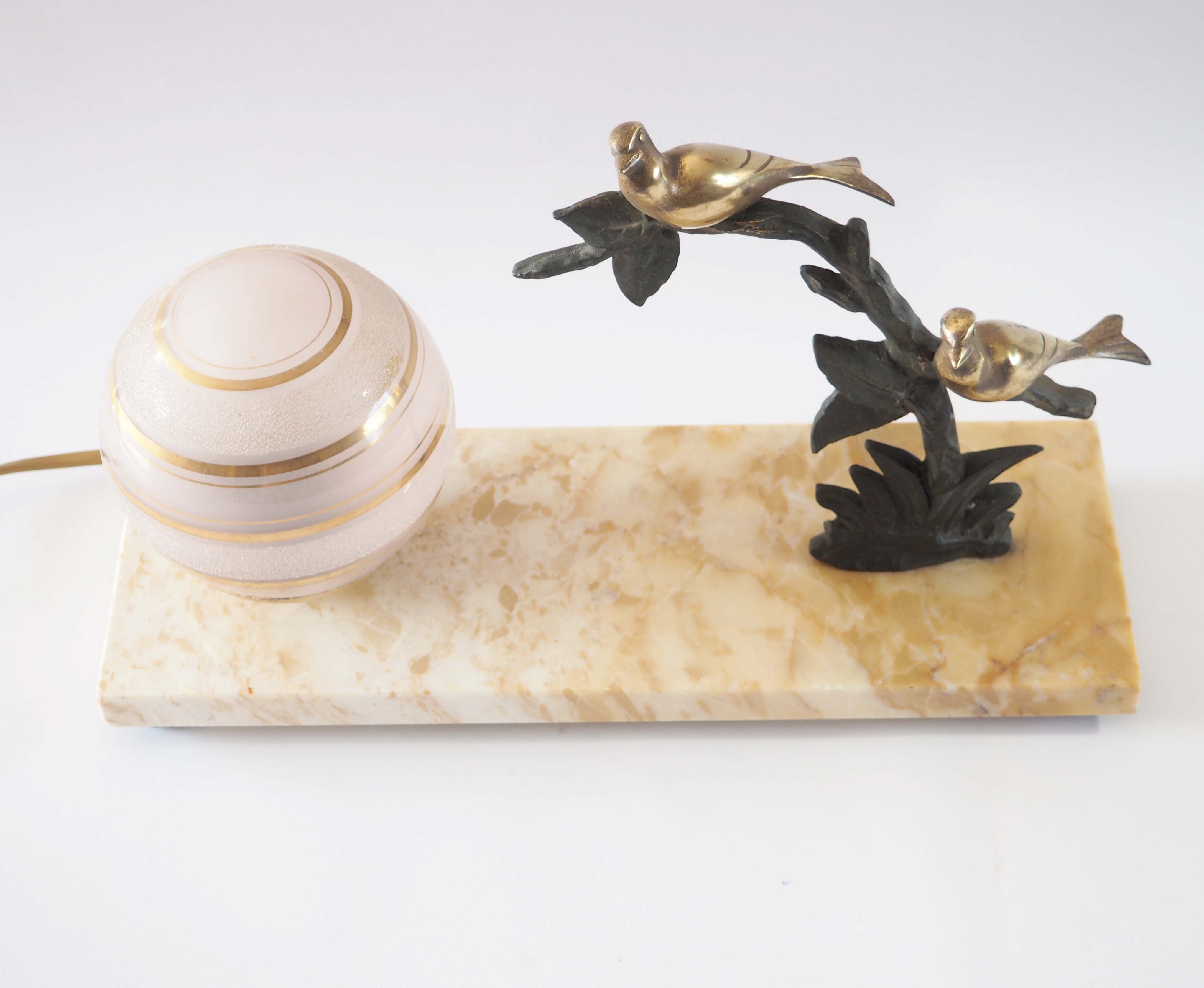 Marble and bronze lamp