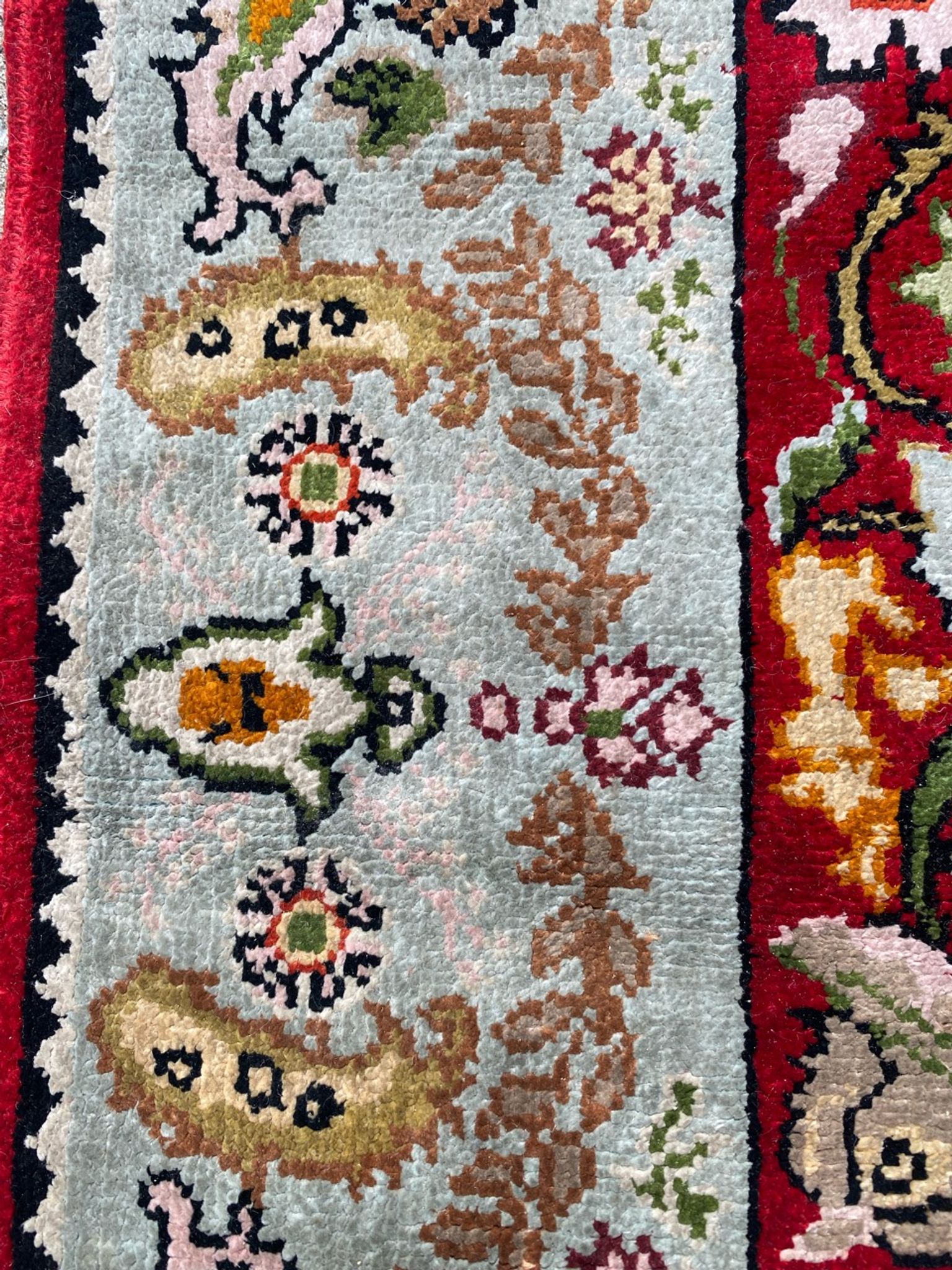 Tapis vintage turc en soie fait main 74x146 cm