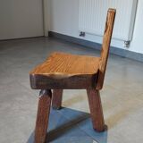 Tripod chair for children, Scandinavian brutalist chalet design.