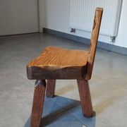 Tripod chair for children, Scandinavian chalet brutalist design.