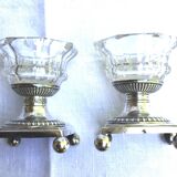 Paire de salières en argent massif. Poinçon vieillard.début XIXe