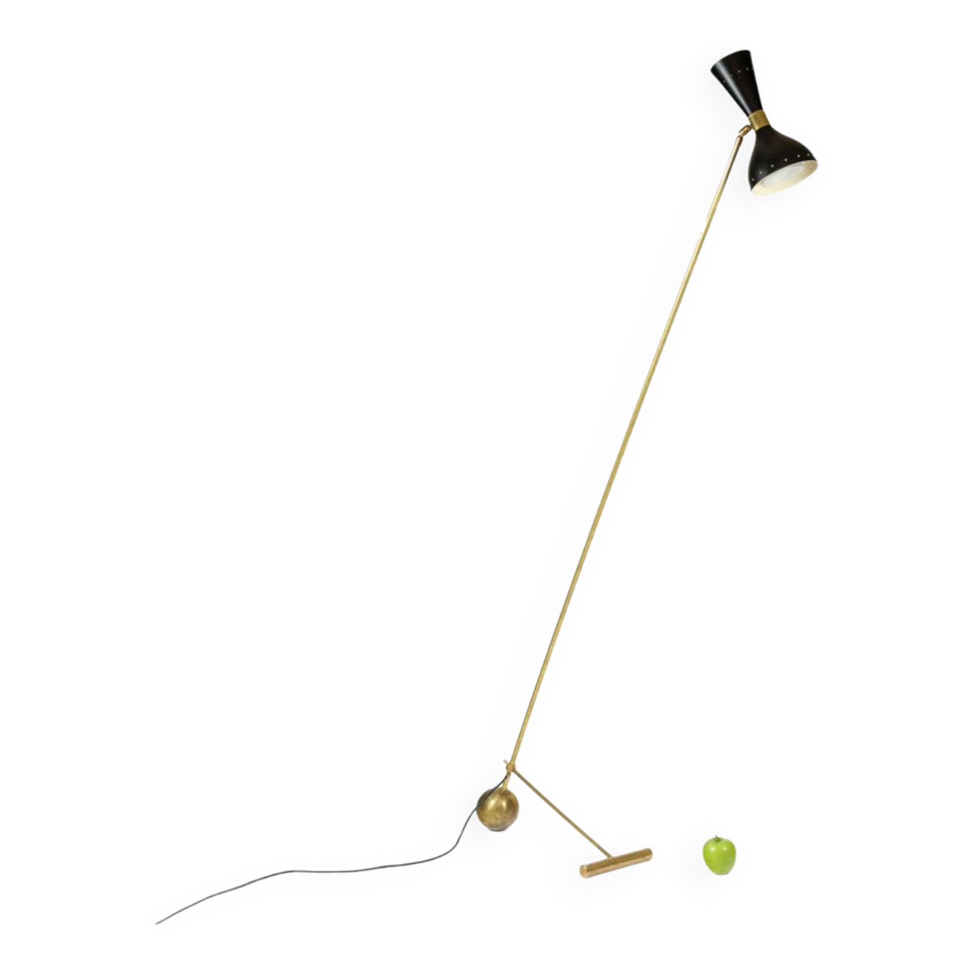 Floor lamp in perforated sheet metal and gilded brass, 1960s
