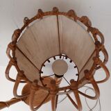 Lampadaire  bambou et rotin   2 feux années 60