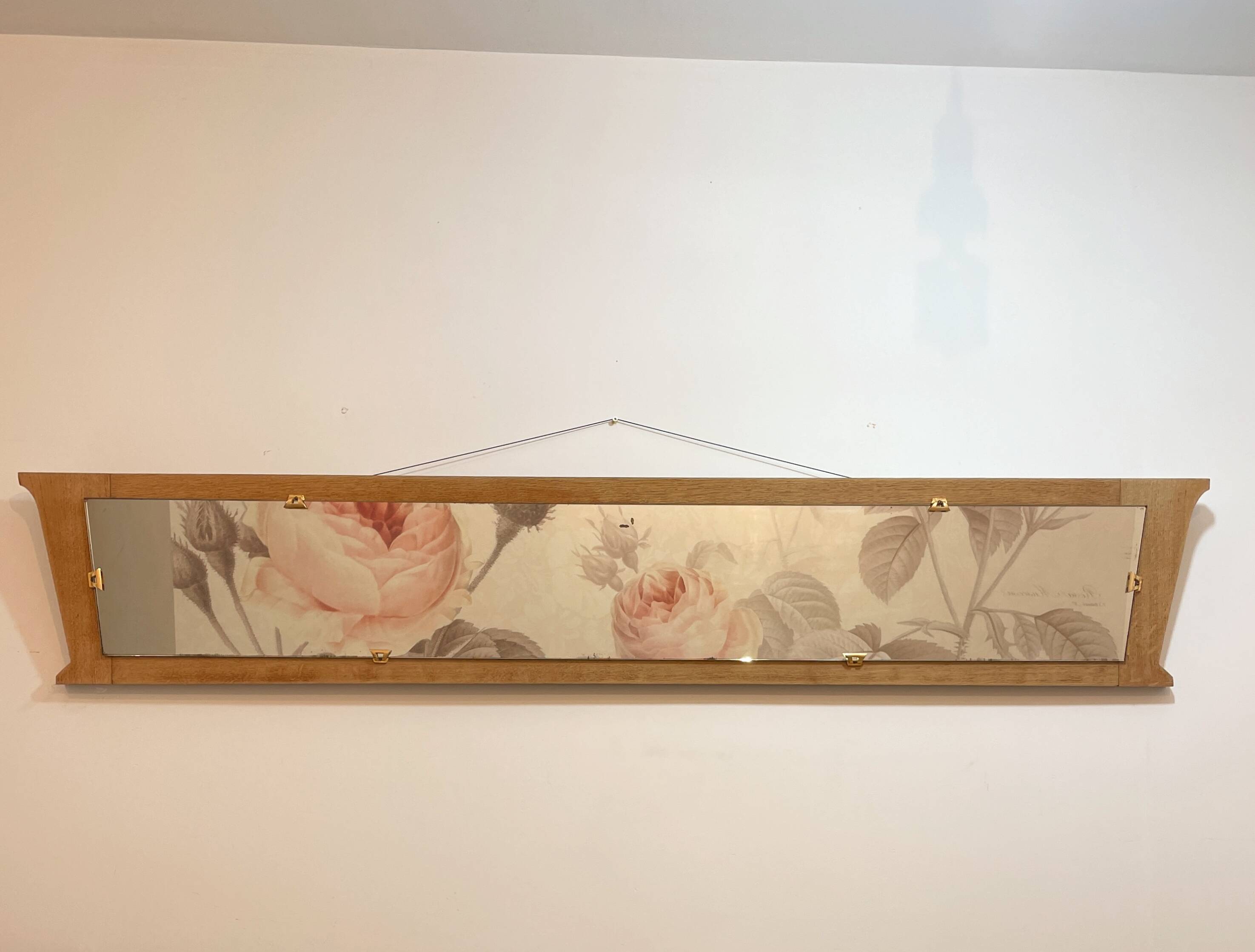 Trapezoidal oak mirror - 182x32cm