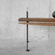 Stool with minimalist wood and metal slats