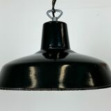 Lampe d’usine industrielle française en émail vert foncé, années 1960
