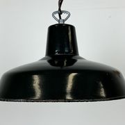 Industrial French Dark Green Enamel Factory Lamp, 1960s