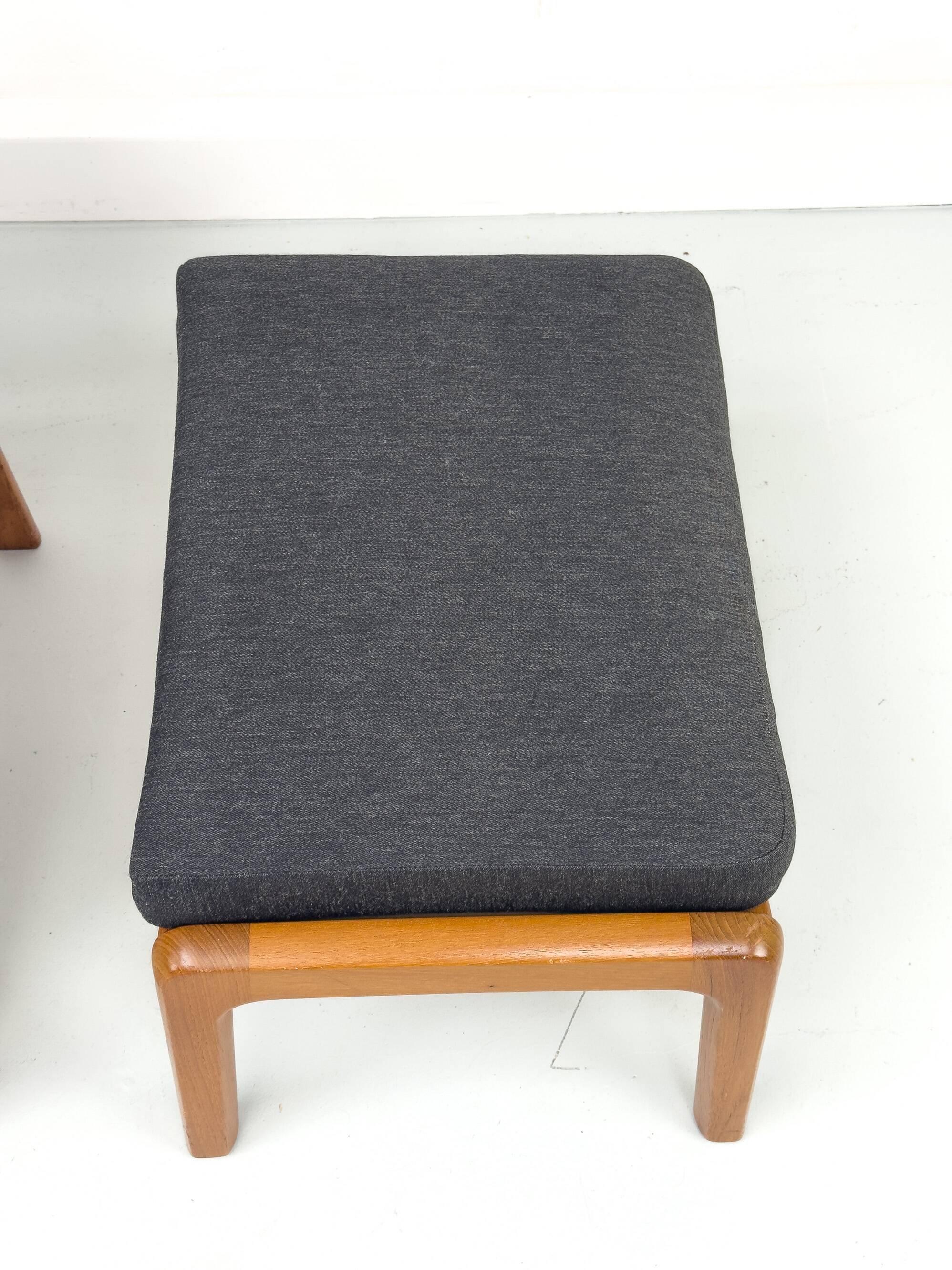 Senator Lounge Chair and Ottoman in Teak and Wool by Ole Wanscher for P. Je