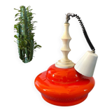 Vintage opaline chandelier ceiling light from the 70s