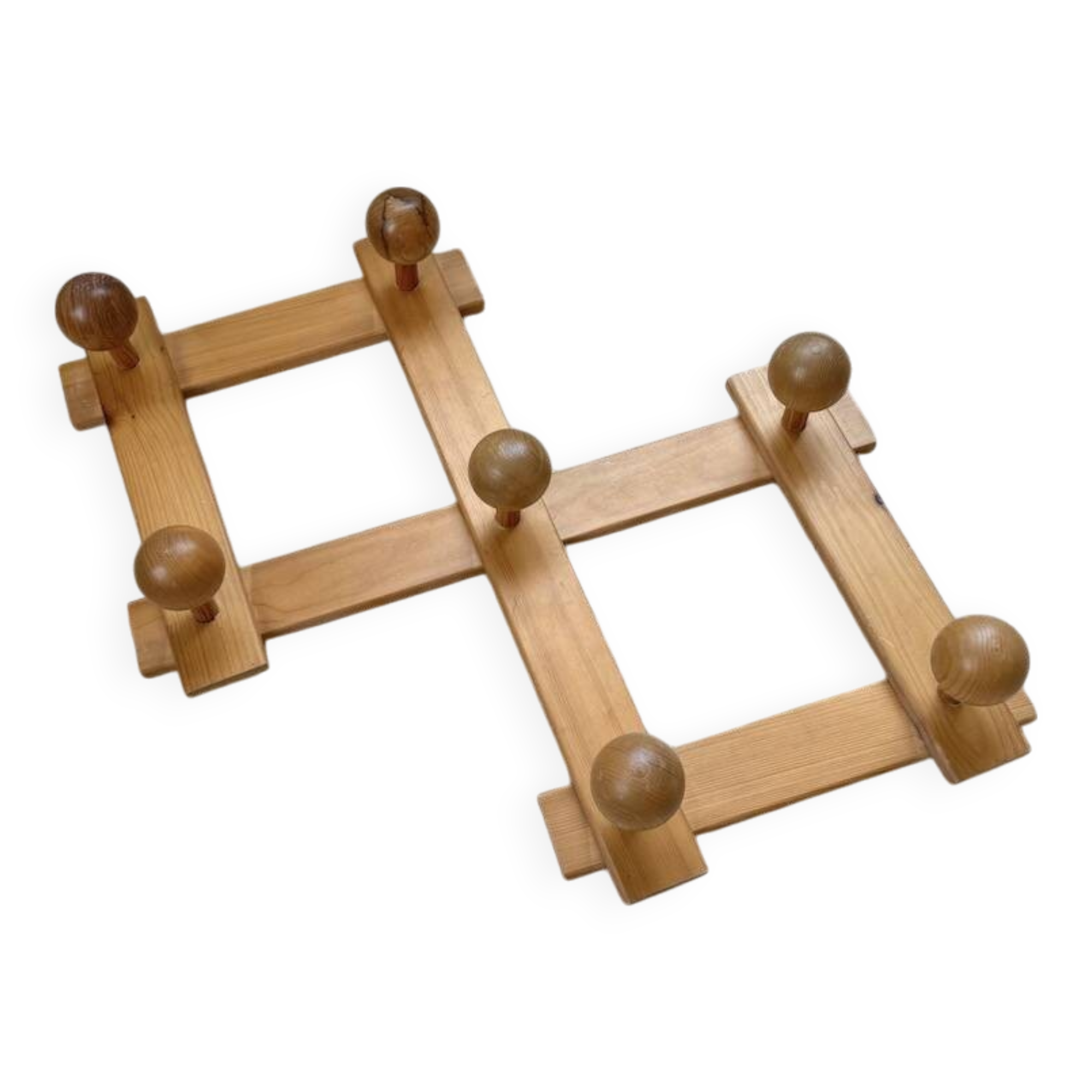 Pine wall coat rack 1980