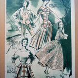 A vintage illustration, women's fashion, 1940
