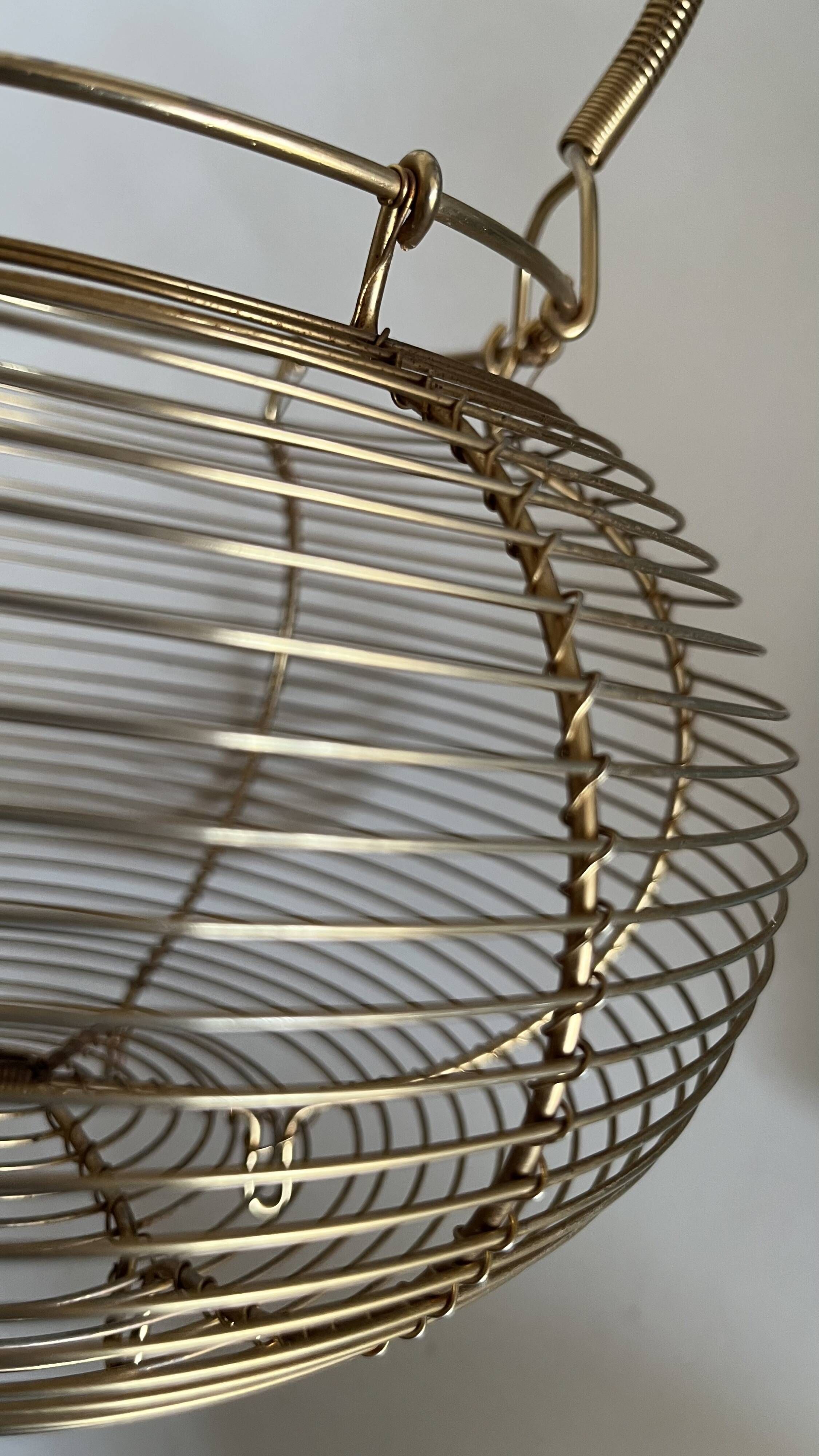 Golden metal basket 1960