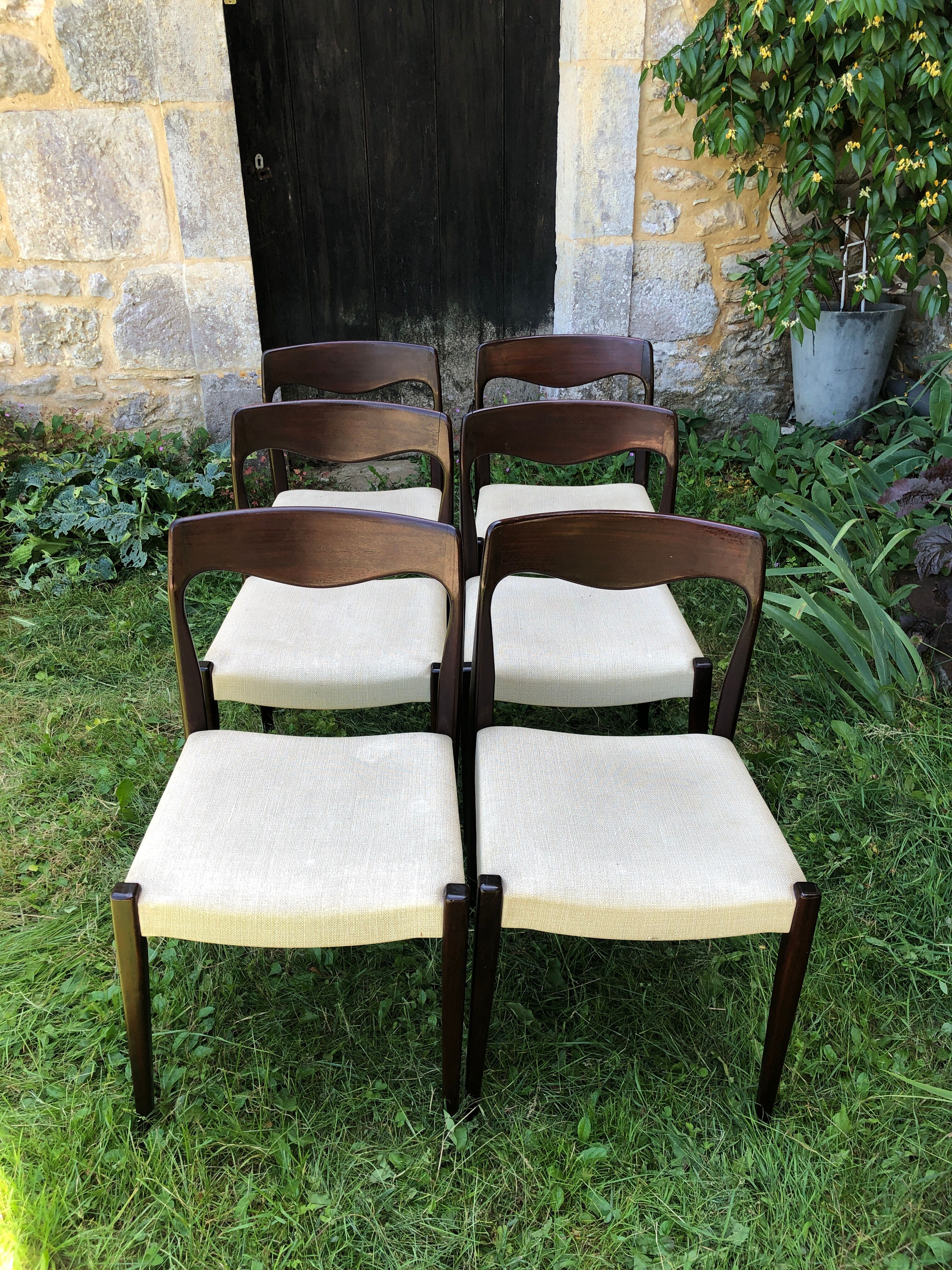 Six Scandinavian chairs by Niels Otto Møller.