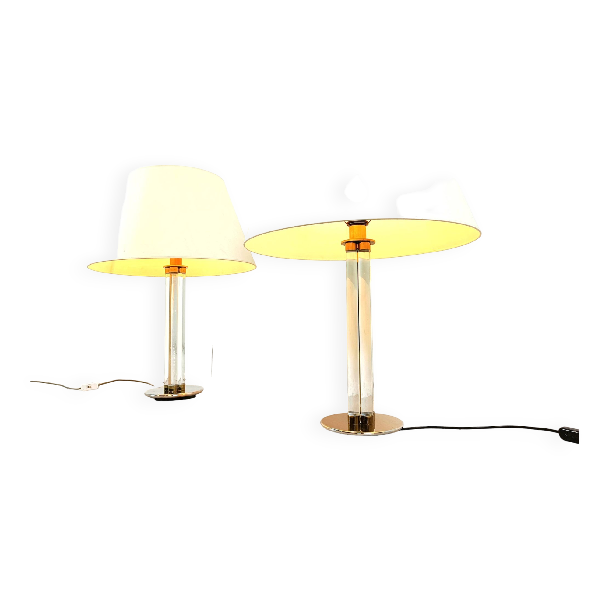 Pair of vintage large lucite table lamps, 1970s