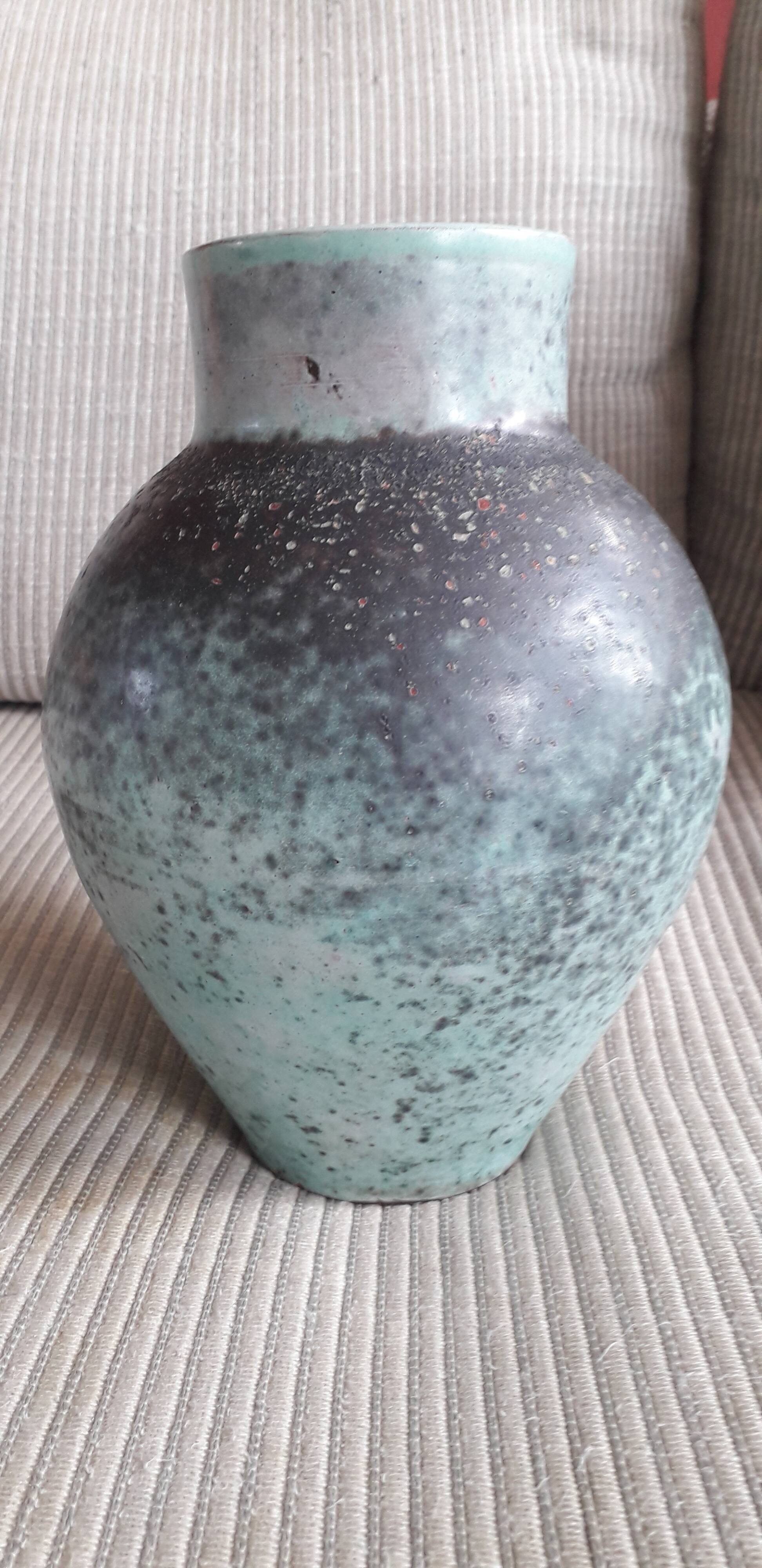 Vintage turquoise vase signed