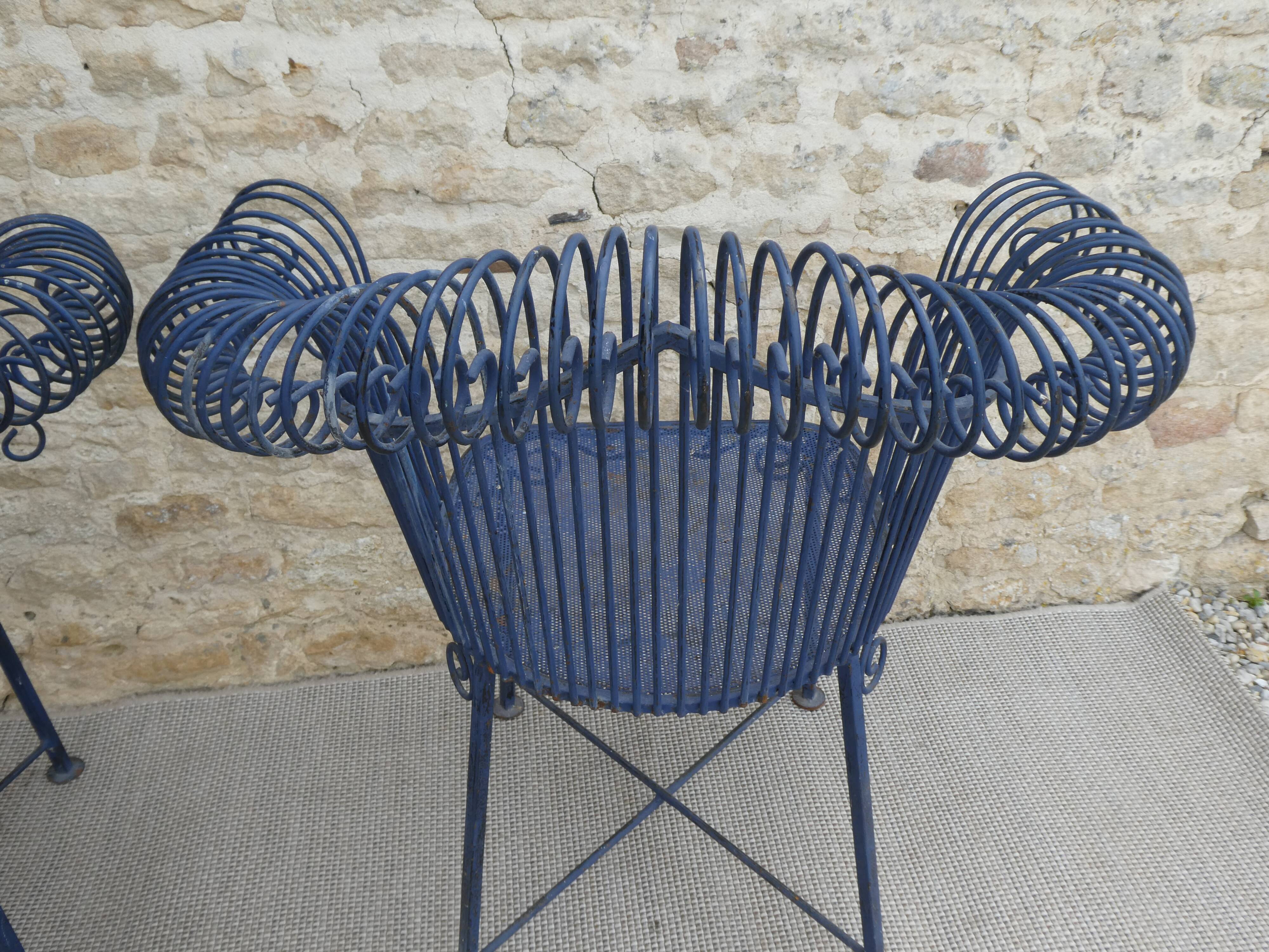 Pair of metal garden chairs