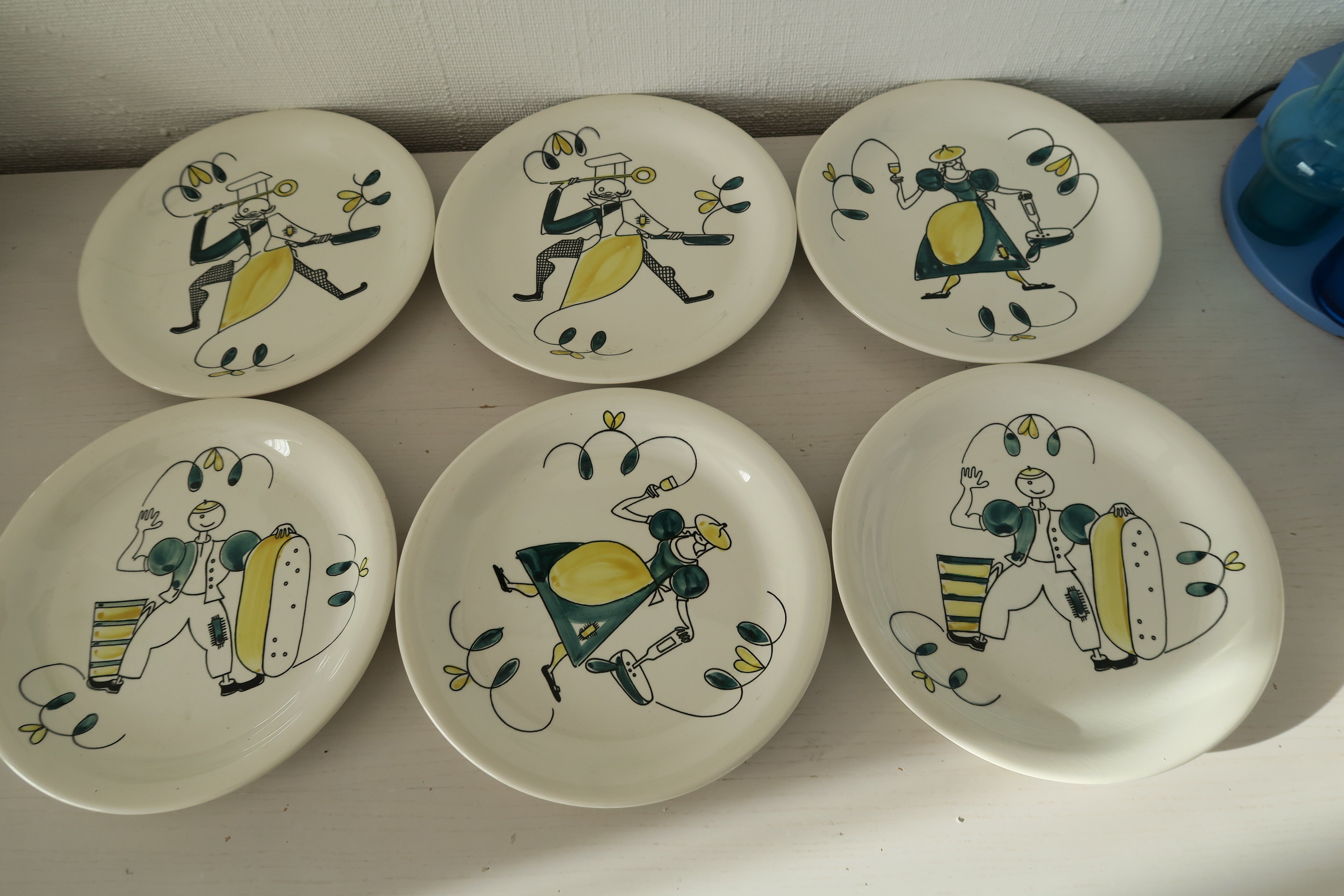 6 Assorted plates Stavanger Flint Norway 1950-60 Scandinavian hand décor