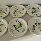 6 Assorted plates Stavanger Flint Norway 1950-60 Scandinavian hand décor