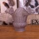 Single French Vintage White Frosted Pattern Glass Tulip Shade Frilled Edge