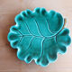 Large green ceramic leaf dish Vallauris